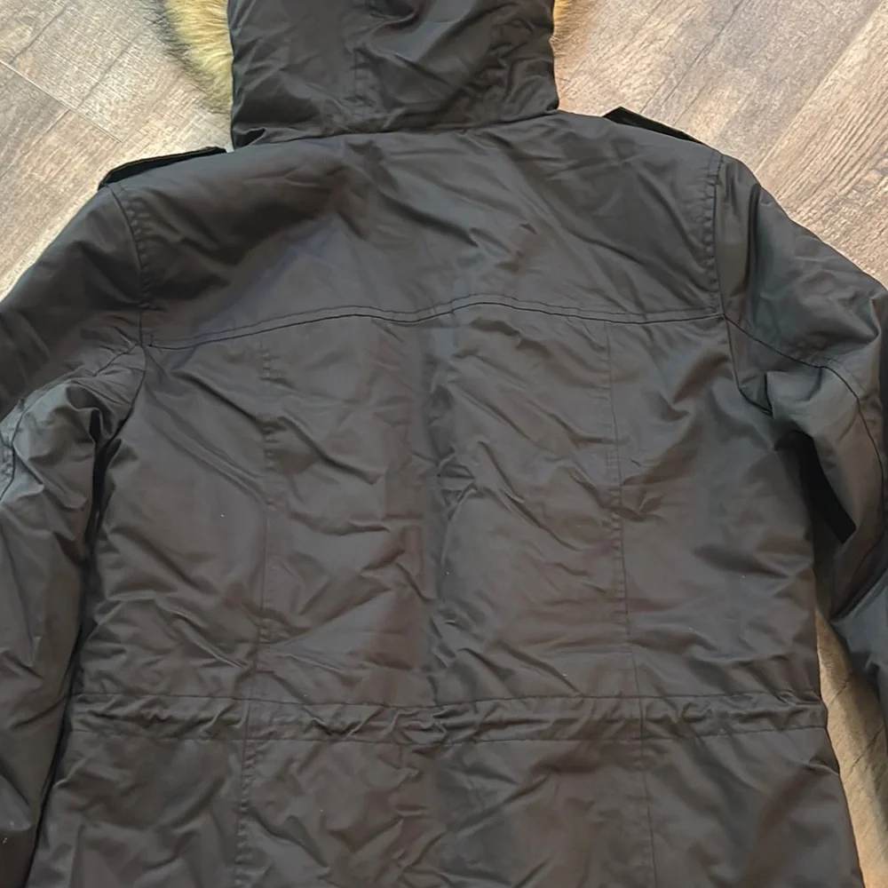 Levi's Women’s Size S Black Coat Jacket Sherpa Lining ands Faux Fur Trimmed Hood